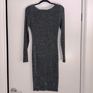 Sparkly form fitting long sleeve midi dress